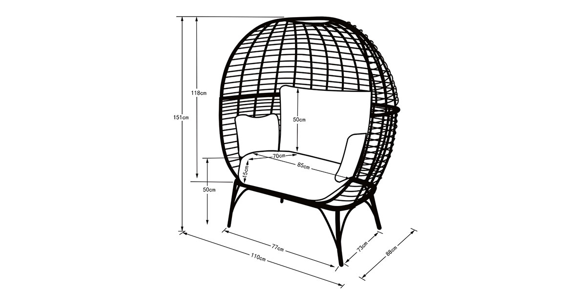 Bernice PE Wicker Egg Chair with Legs Light Brown Moda Living